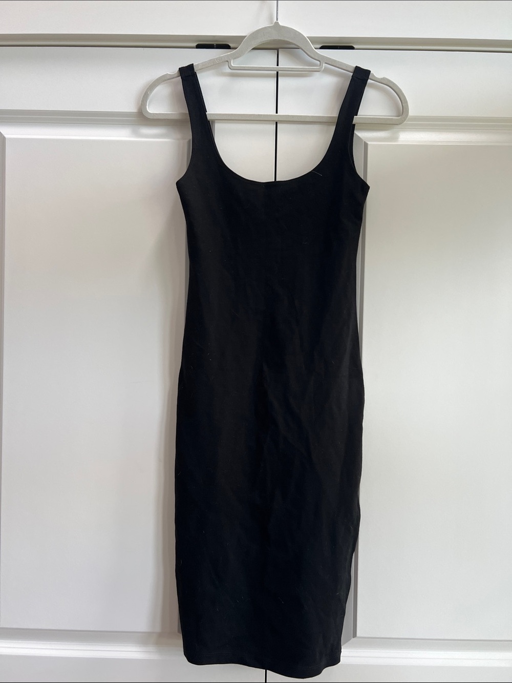 Forever 21 Black Midi Scoop Neck Bodycon Dress